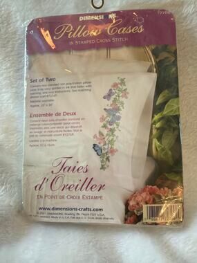 Dimensions Butterfly Dreams Stamped Cross Stitch Pillowcases Set of 2 New